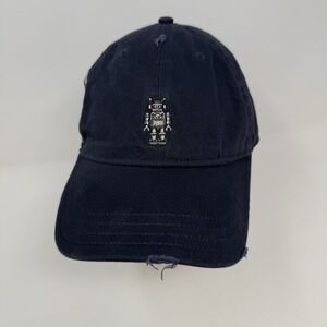 Steve Madden Distressed Robot Baseball Dad Hat Cap Blue Adjustable Strap Back‎